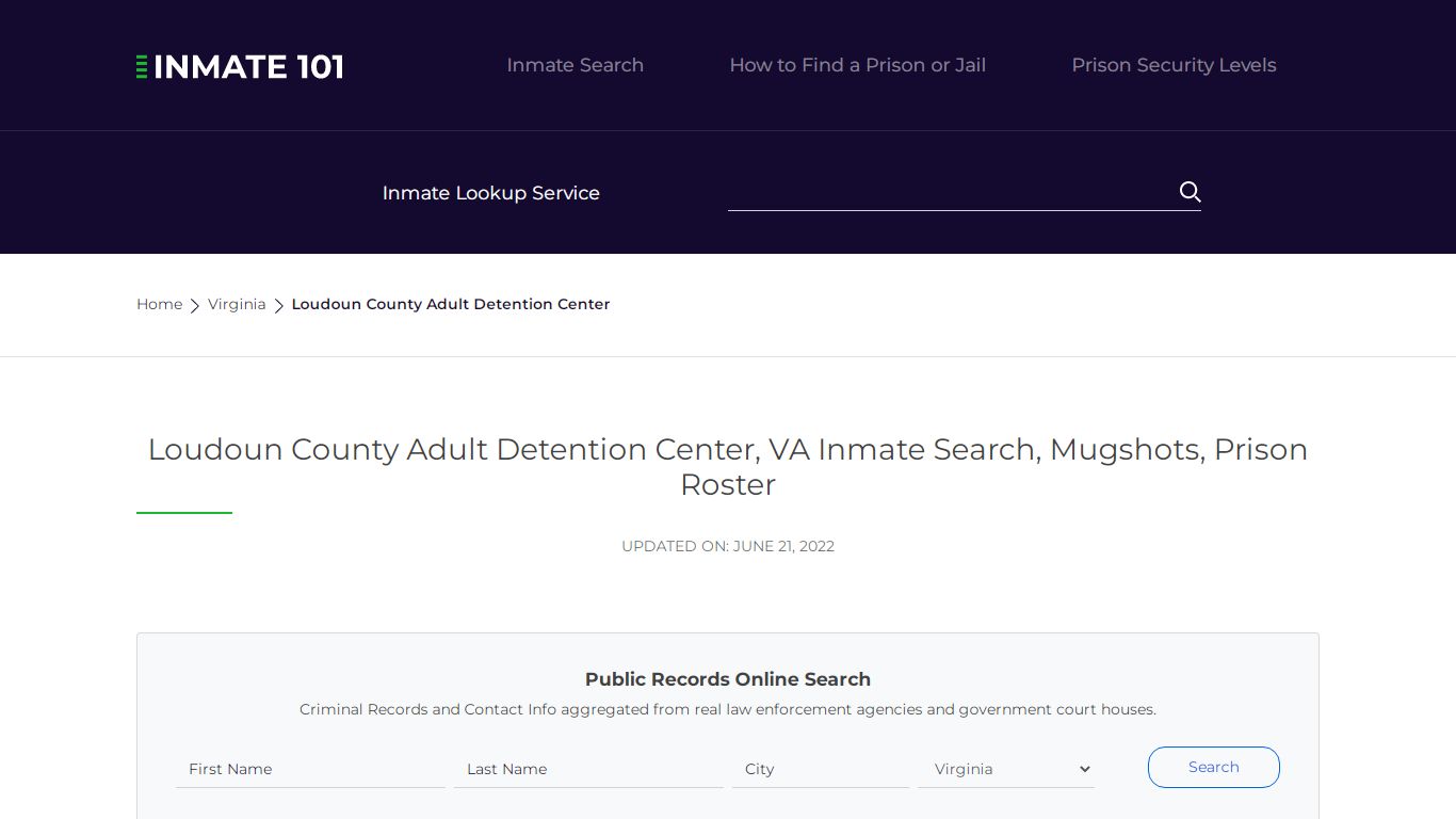 Loudoun County Adult Detention Center, VA Inmate Search ...